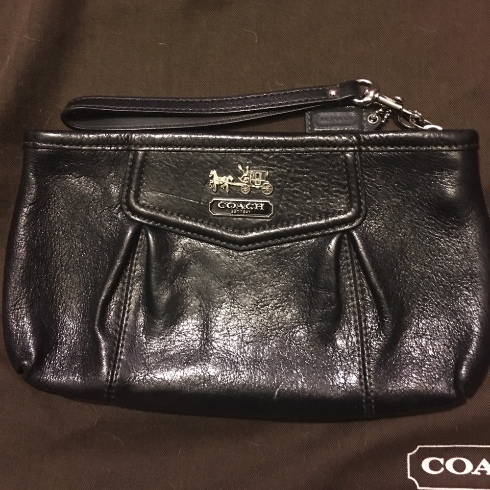 Coach Madison Black Leather Wristlet